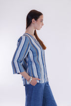 Blusa m. lino righe