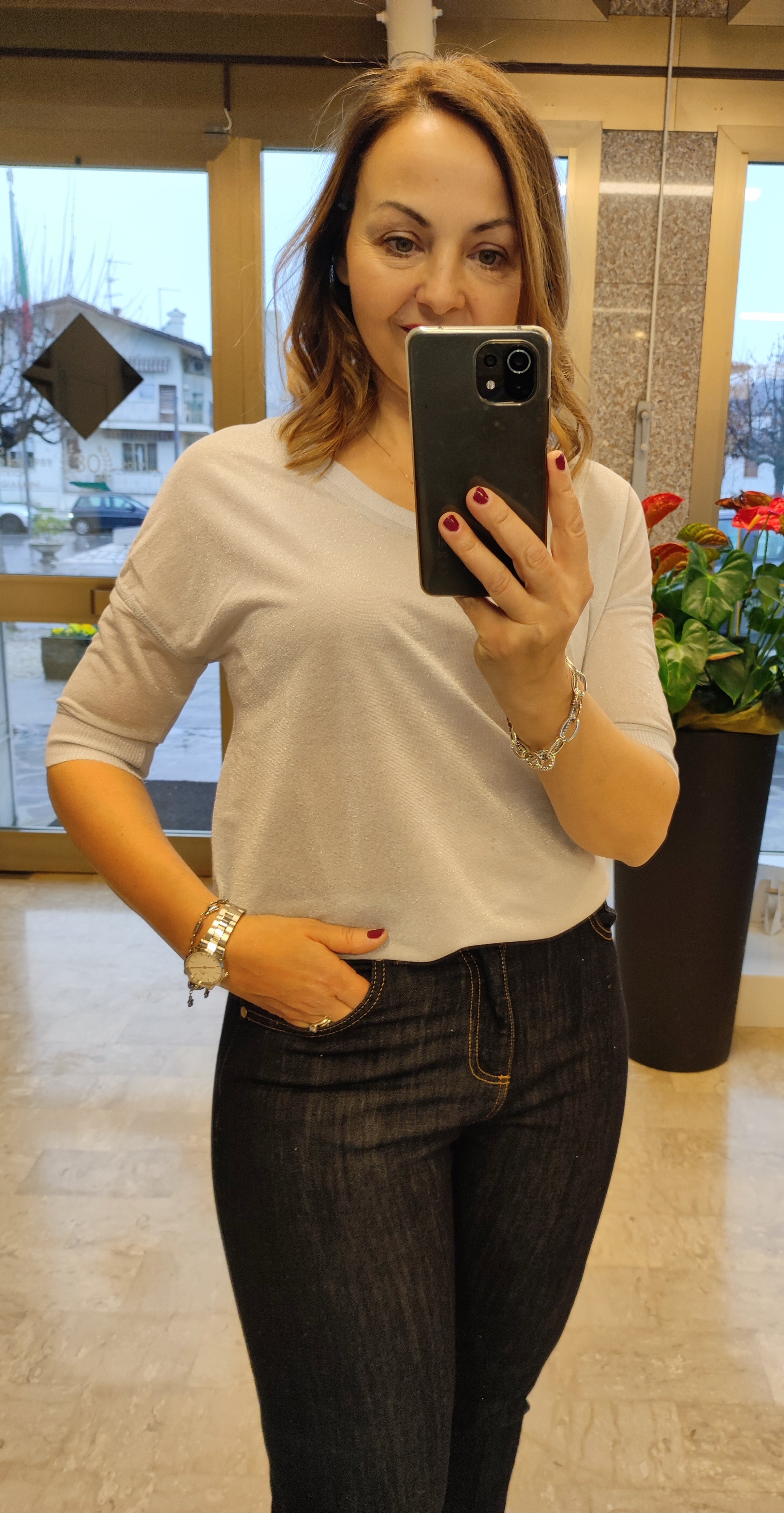T-shirt a V lurex